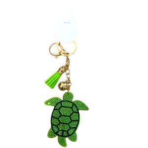 RHINESTONE NOVELTY TURTLE TASSEL BAG CHARM KEYCHAIN
